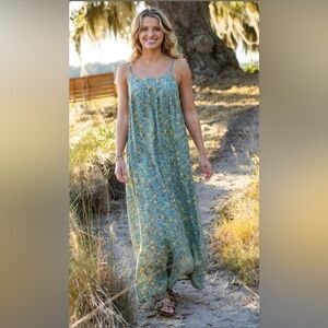 NATURAL LIFE Blue and Yellow Floral Maxi Dress